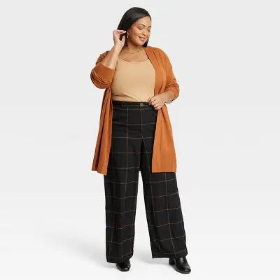Women's High-Rise Wide Leg Trouser Pants - Ava & Viv Black Ava & VivBullseye Deals
