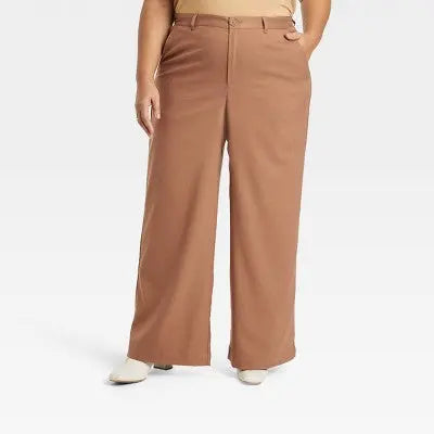 Women's High-Rise Wide Leg Trouser Pants - Ava & Viv Black Ava & VivBullseye Deals