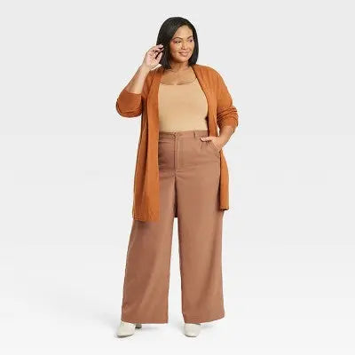 Women's High-Rise Wide Leg Trouser Pants - Ava & Viv Black Ava & VivBullseye Deals
