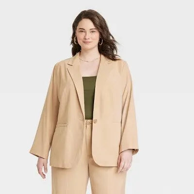 Women's Oversized Fall Blazer A New Day Lightweight Single-Breasted Notched Collar - Secondipity