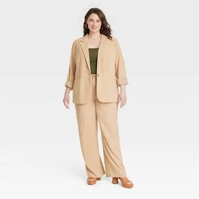 Women's Oversized Fall Blazer A New Day Lightweight Single-Breasted Notched Collar - Secondipity