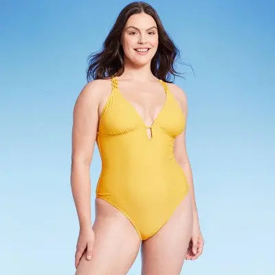 Women's Plunge Hardware Trim Cheeky One Piece Swimsuit - Shade & Shore Shade & ShoreBullseye Deals