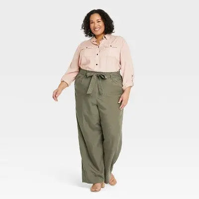 Women's Plus Size High-Rise Wide Leg Pants - Knox Rose Knox RoseBullseye Deals