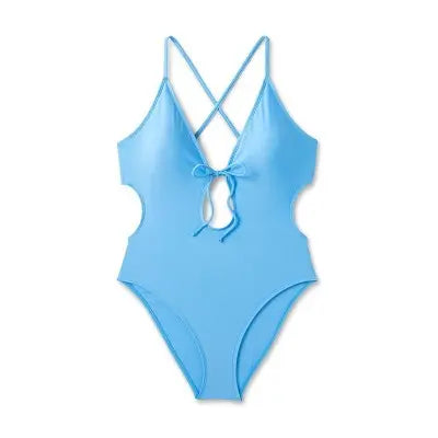 Women's Tie-Front Plunge One Piece Swimsuit - Shade & Shore Shade & ShoreBullseye Deals