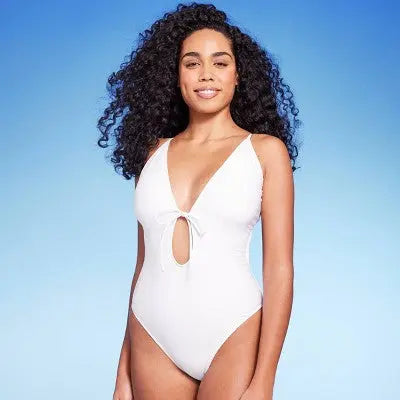 Women's Tie-Front Plunge One Piece Swimsuit - Shade & Shore Shade & ShoreBullseye Deals