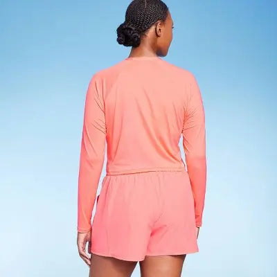 Women's UPF 50 Cropped Crewneck ong Sleeve Rash Guard - Kona Sol Coral Kona SolBullseye Deals