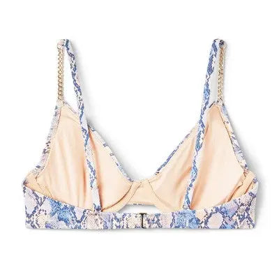 Women's Underwire Chain Strap Detail Bikini Top - Shade & Shore Blue Snake Print Shade & ShoreBullseye Deals