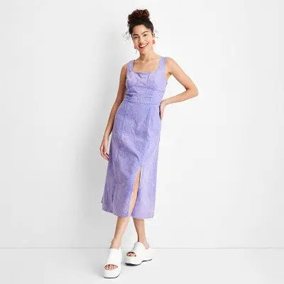 Women's Violet Sleeveless Corset Denim Dress - Future Collective with Gabriella - Secondipity