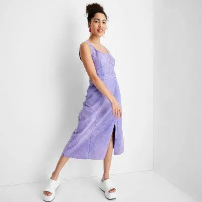 Women's Violet Sleeveless Corset Denim Dress - Future Collective with Gabriella - Secondipity