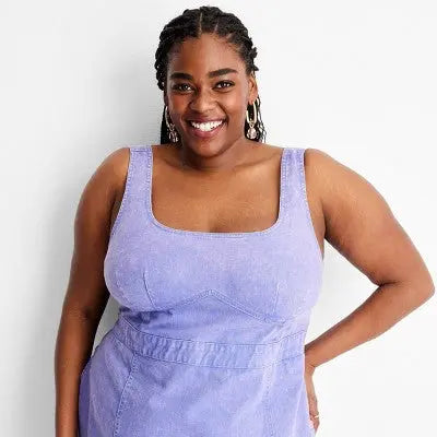 Women's Violet Sleeveless Corset Denim Dress - Future Collective with Gabriella - Secondipity