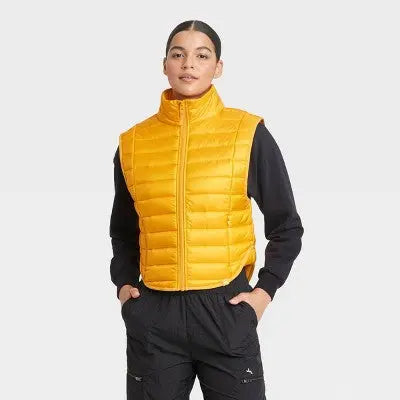 Women's Zipper Quilted Relaxed Puffer Vest Poplin Lightweight Stand Up Collar JoyLabBullseye Deals