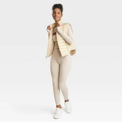 Women's Zipper Quilted Relaxed Puffer Vest Poplin Lightweight Stand Up Collar JoyLabBullseye Deals