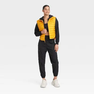 Women's Zipper Quilted Relaxed Puffer Vest Poplin Lightweight Stand Up Collar JoyLabBullseye Deals