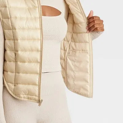 Women's Zipper Quilted Relaxed Puffer Vest Poplin Lightweight Stand Up Collar JoyLabBullseye Deals
