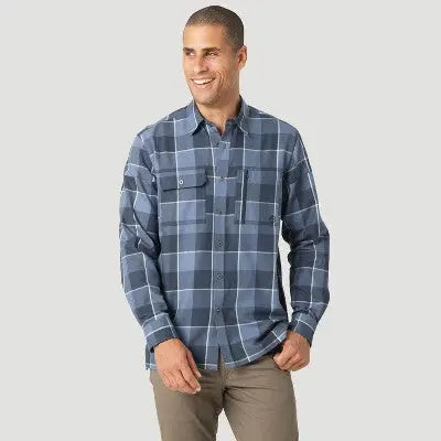 Wrangler Men's Regular Fit ATG Plaid Long Sleeve Button-Down Shirt WranglerBullseye Deals