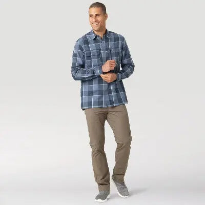 Wrangler Men's Regular Fit ATG Plaid Long Sleeve Button-Down Shirt WranglerBullseye Deals