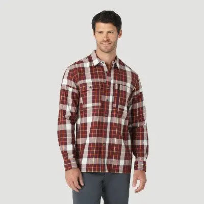 Wrangler Men's Regular Fit ATG Plaid Long Sleeve Button-Down Shirt WranglerBullseye Deals