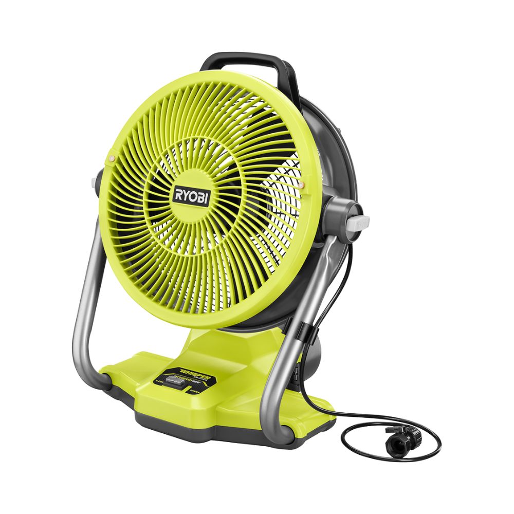 Open Box - ONE+ 18V Cordless Hybrid WHISPER SERIES 12 in. Misting Cannon Fan (Tool Only), RYOBI Green