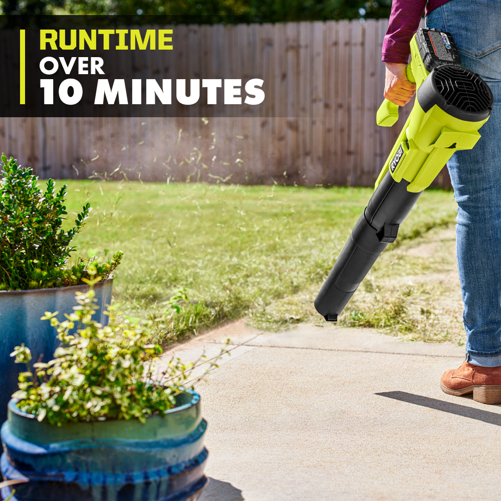 Open Box -  RYOBI ONE+ 18V 90 MPH 250 CFM Cordless Battery Leaf Blower/Sweeper with 2.0 Ah Battery and Charger