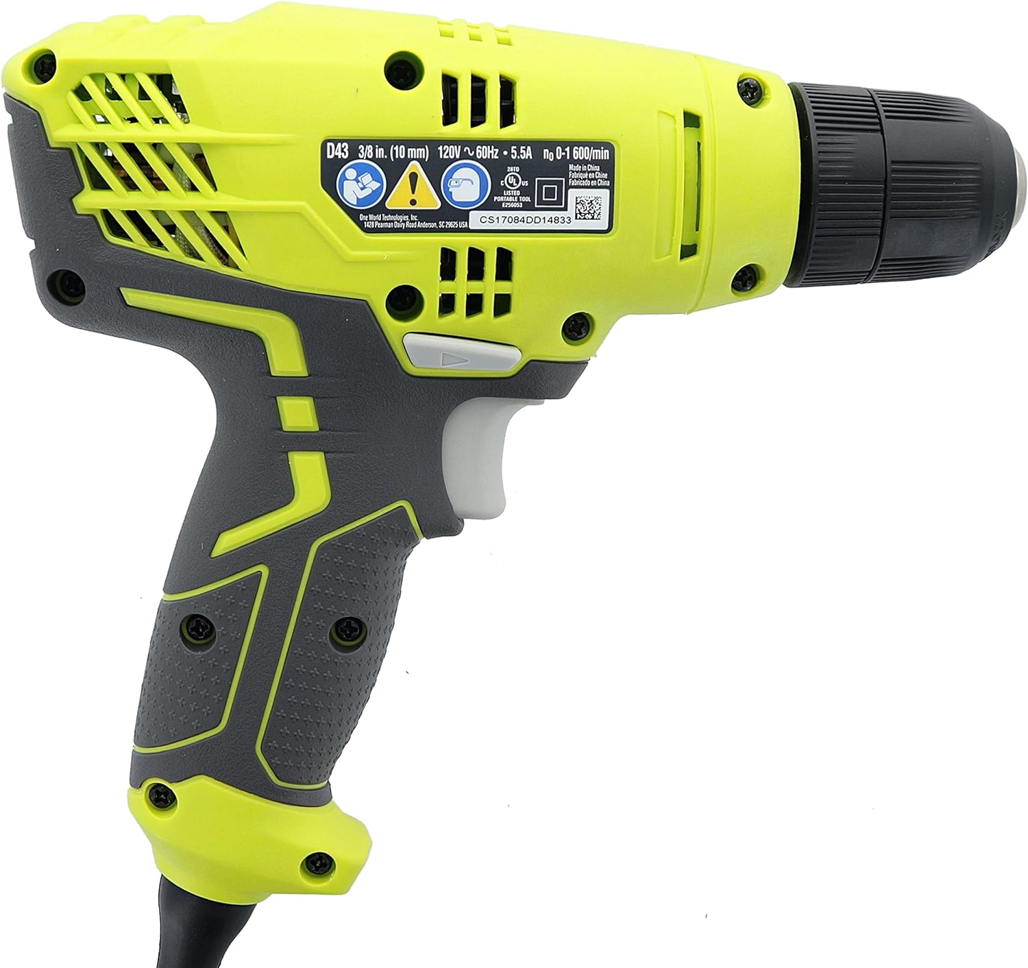 Open Box -  Ryobi 5.5-Amp 3/8 in. Variable Speed Corded Electric Drill - D43K RYOBIBullseye Deals