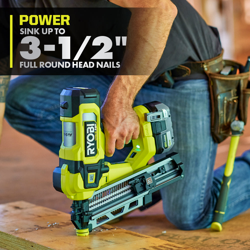 Used - RYOBI 18V ONE+ HP Brushless Cordless AirStrike 21° Framing Nailer (Tool Only)