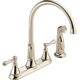 Open Box - Delta Cassidy Double Handle Deck Mounted Kitchen Faucet with Spray (DLT6381_18865019)