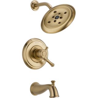 Open Box - Delta T17497-CZ Cassidy Monitor 17 Series Dual Function Pressure Balanced Tub and Shower Trim Package with H2Okinetic Shower Head and Integrated Volume Control - Less Rough-In Valve