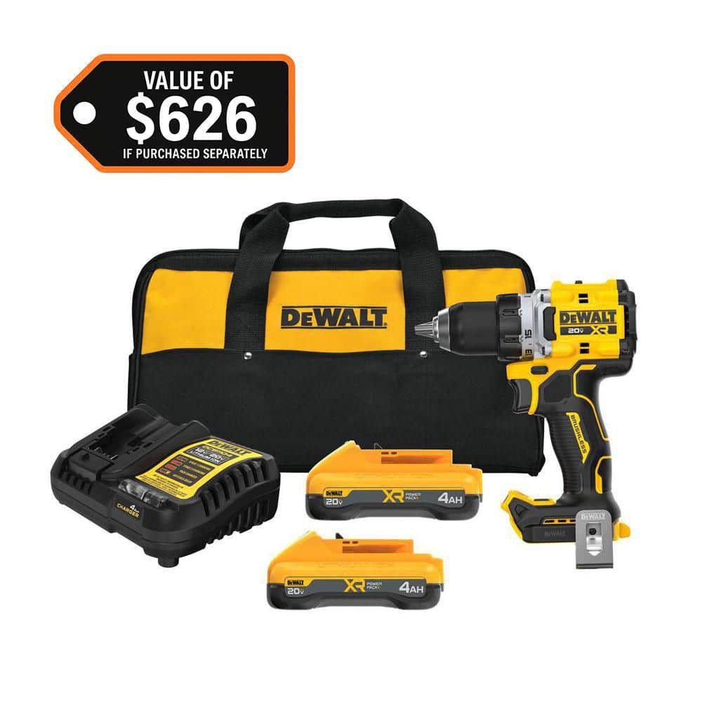 Used - 20V XR Lithium-Ion Cordless Brushless 1/2 in. Drill/Driver Kit with (2) 4.0 Ah Batteries and Charger