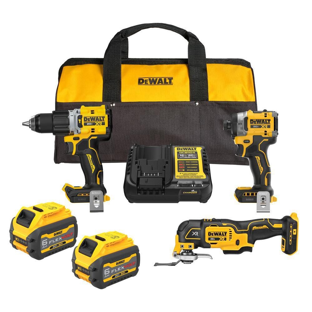 Open Box -  20V MAX Lithium-Ion Cordless 3-Tool Combo Kit with (2) FLEXVOLT 6.0 Ah Batteries and Charger DEWALTBullseye Deals