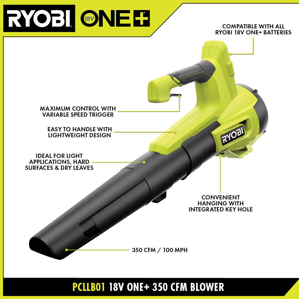 Open Box -  RYOBI ONE+ 18V 100 MPH 350 CFM Cordless Battery Variable-Speed Jet Fan Leaf Blower (Tool Only) RYOBIBullseye Deals