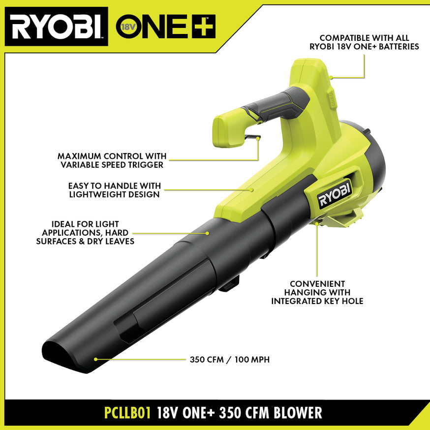 Open Box - RYOBI ONE+ 18V 100 MPH 350 CFM Cordless Battery Variable-Speed Jet Fan Leaf Blower (Tool Only) RYOBIBullseye Deals