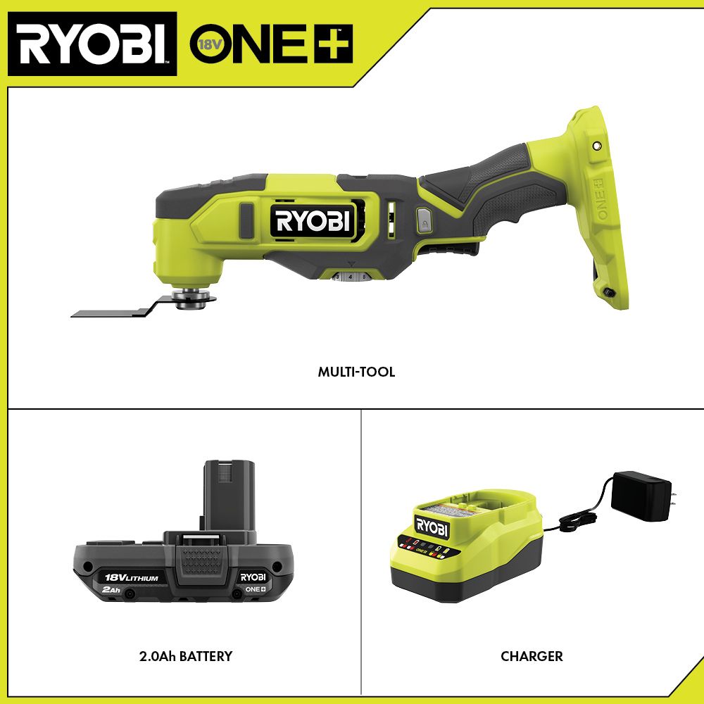 Used - RYOBI ONE+ 18V Cordless Multi-Tool Kit with 2.0 Ah Battery and Charger