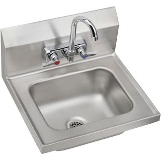 Open Box - Elkay CHSB1716C 16-3/4" Single Basin Wall Mounted Stainless Steel Lavatory Sink with High-Arc Commercial Faucet - Includes Drain