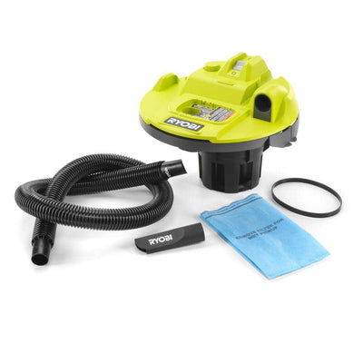 Used - Ryobi ONE+ 18V Cordless 5 Gal. Bucket Top Wet/Dry Vacuum (Tool Only) with 1/4 in. Hose and Crevice Tool