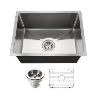 Open Box - Houzer NOS-4100 Nouvelle 23" Single Basin Undermount 18-Gauge Kitchen Sink with Sound Dampening Technology - Basket Strainer Included