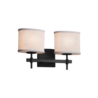Open Box - Justice Design Group FAB-8412-30-WHTE-MBLK Textile 15.5" Union 2 Light Vanity Light