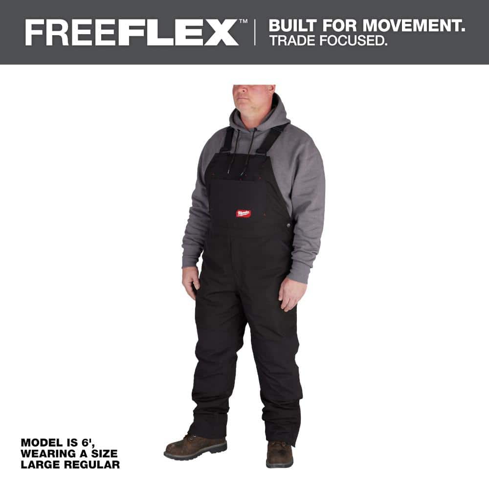 Open Box -  Men's XL-Regular Black FREEFLEX Insulated Bib Overalls MilwaukeeBullseye Deals