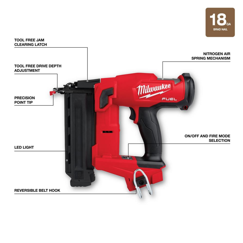 Open Box -  Milwaukee M18 FUEL 18-V Brushless Cordless Gen II 18-Gauge Brad Nailer Tool-Only MilwaukeeBullseye Deals