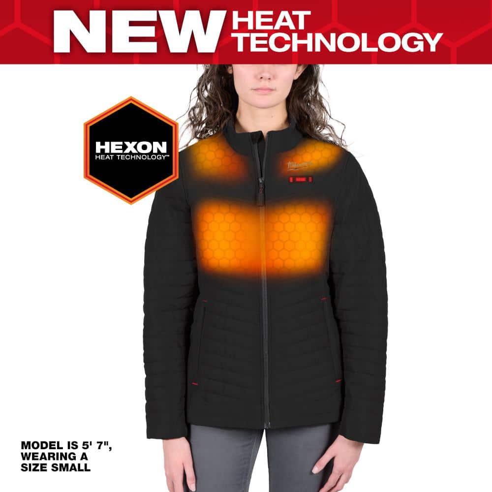Open Box - Women's Medium M12 12-Volt Lithium-Ion Cordless AXIS Black Heated Quilted Jacket Kit with (1) 3.0 Ah Battery and Charger MilwaukeeBullseye Deals