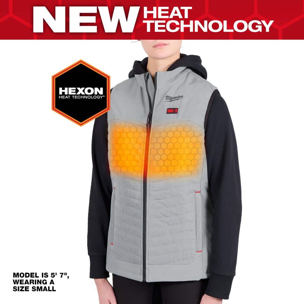 Open Box -  Women's Medium M12 12-Volt Lithium-Ion Cordless Axis Gray Heated Vest Kit with (1) 2.0 Ah Battery and Charger