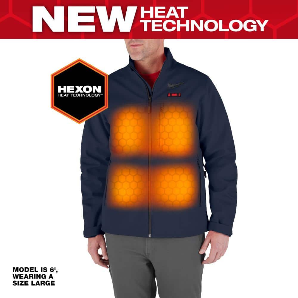 Open Box -  Men's Large M12 12-Volt Lithium-Ion Cordless Tough Shell Navy Blue Heated Jacket with (1) 3.0 Ah Battery and Charger
