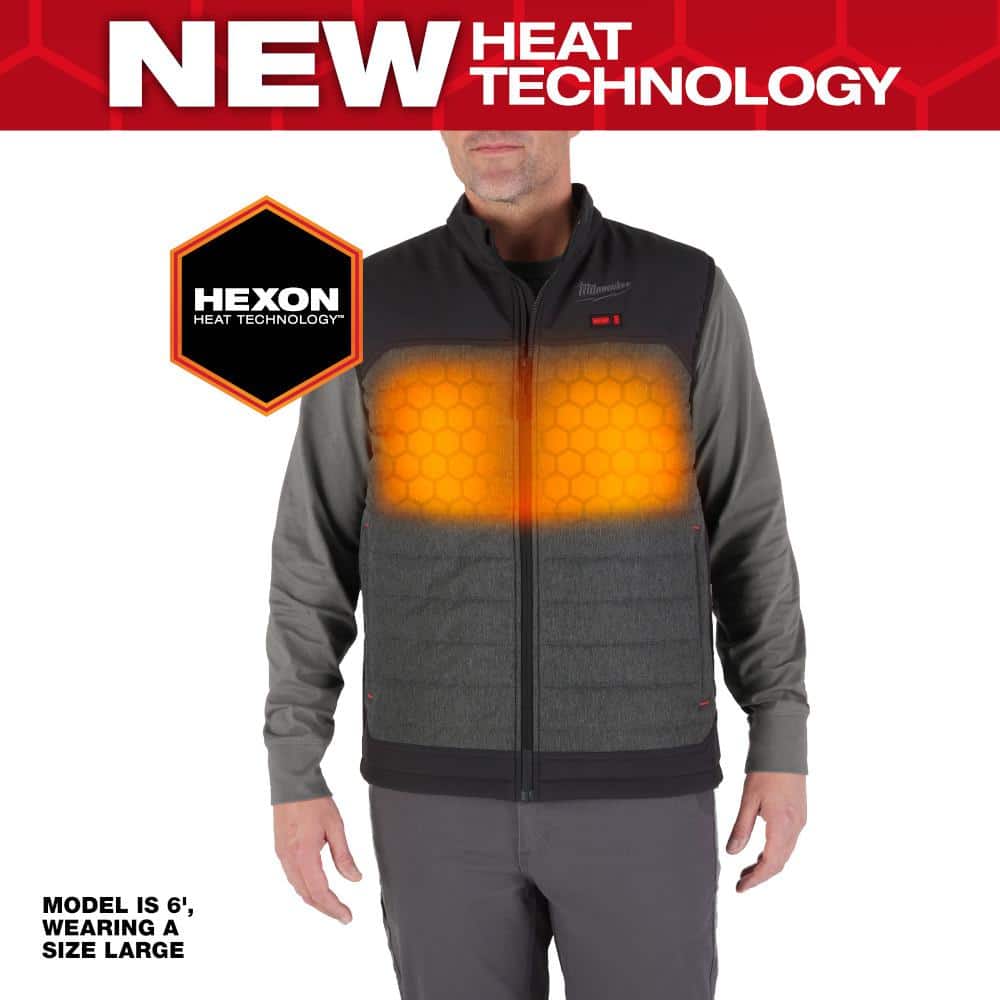 Open Box -  Men's Large M12 12-Volt Lithium-Ion Cordless Axis Gray Heated Quilted Vest Kit with (1) 2.0 Ah Battery and Charger