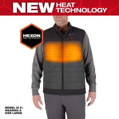 Used - Men's X-Large M12 12-Volt Lithium-Ion Cordless Axis Gray Heated Quilted Vest Kit with One 2.0 Ah Battery and Charger