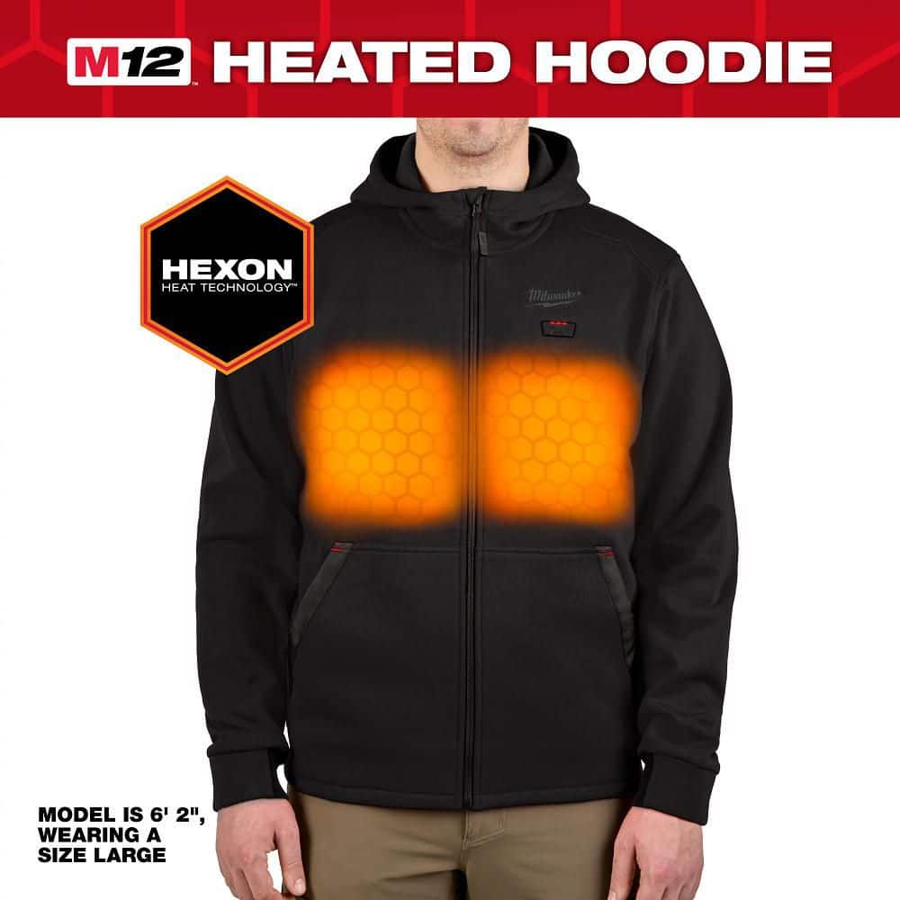 Open Box -  Men's Medium M12 12-Volt Lithium-Ion Cordless Black Heated Jacket Hoodie Kit