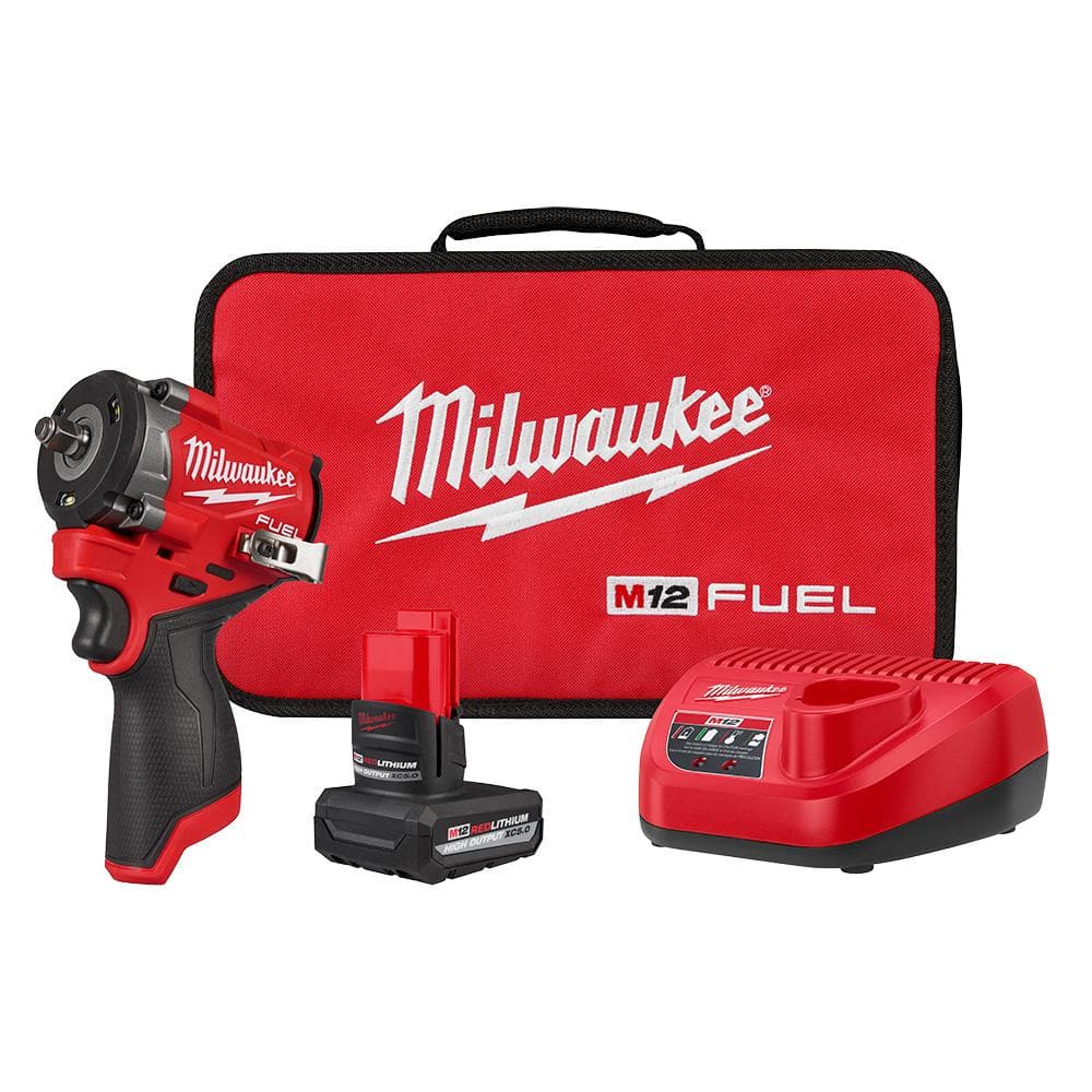 Open Box - M12 FUEL 12V Li-Ion Brushless Cordless Stubby 3/8 in. Impact Wrench Kit w/(1) 5.0 Ah High Output Battery