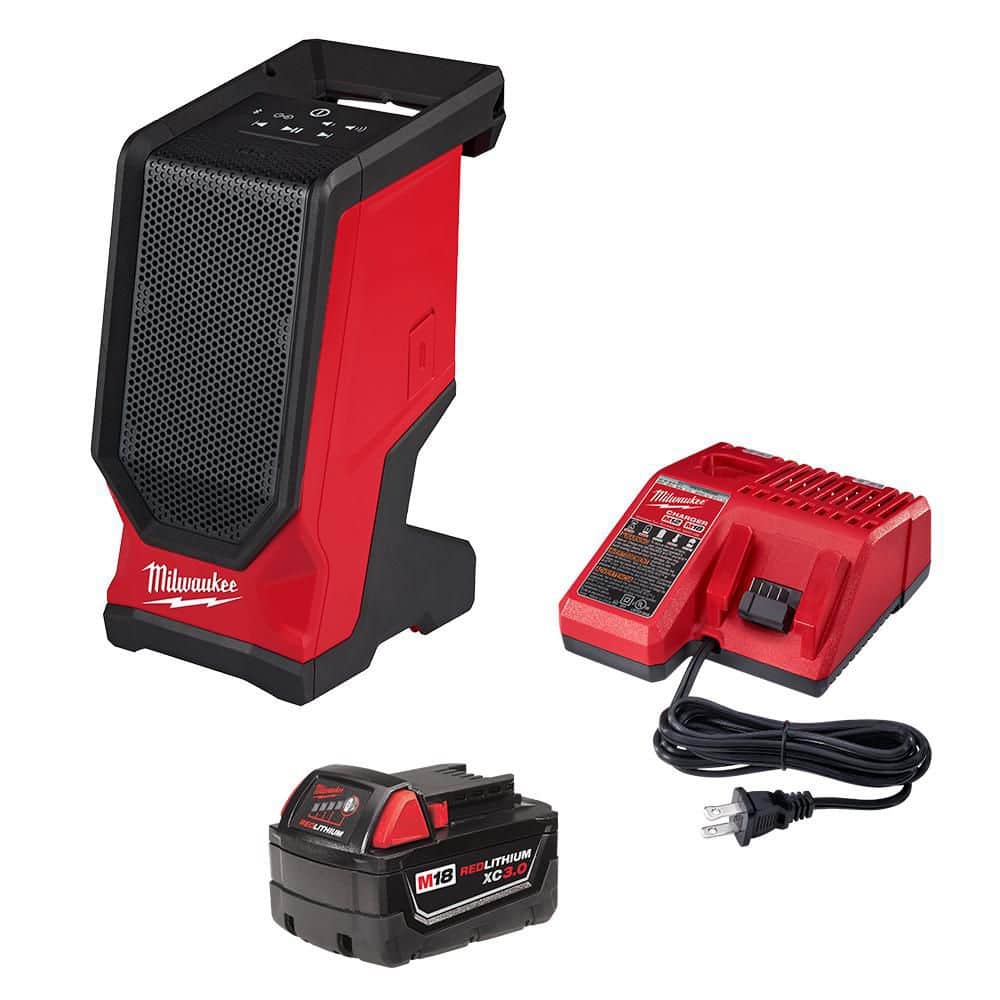 Open Box - M18 18V Lithium-Ion Cordless Wireless Bluetooth Jobsite Speaker with 3.0 Ah Battery and Charger Starter Kit