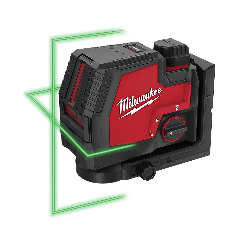 Open Box -  Milwaukee 100 ft. REDLITHIUM Lithium-Ion USB Green Rechargeable Cross Line Laser Level with Charger MilwaukeeBullseye Deals