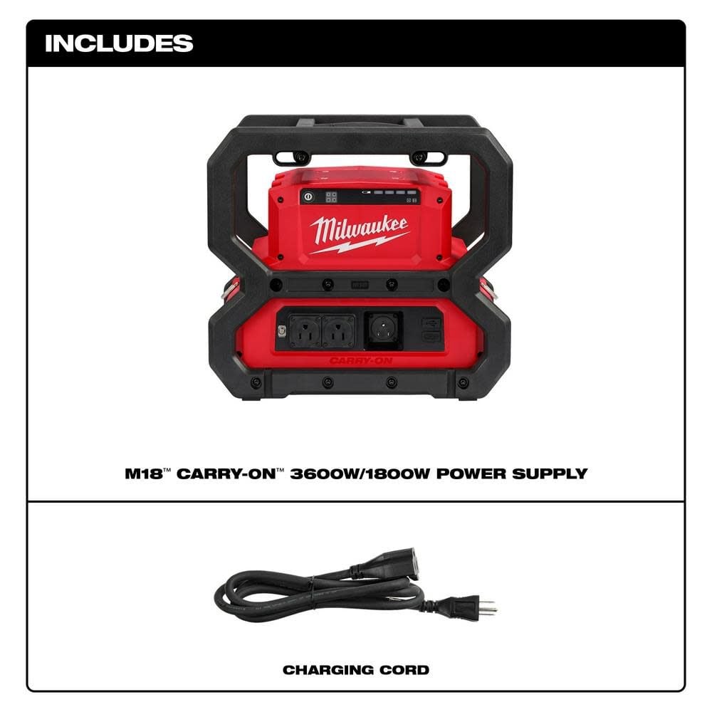 Open Box -  Milwaukee Tool M18 18V Lithium-Ion Cordless CARRY-ON 3600W/1800W Battery Powered Power Supply (Tool Only)