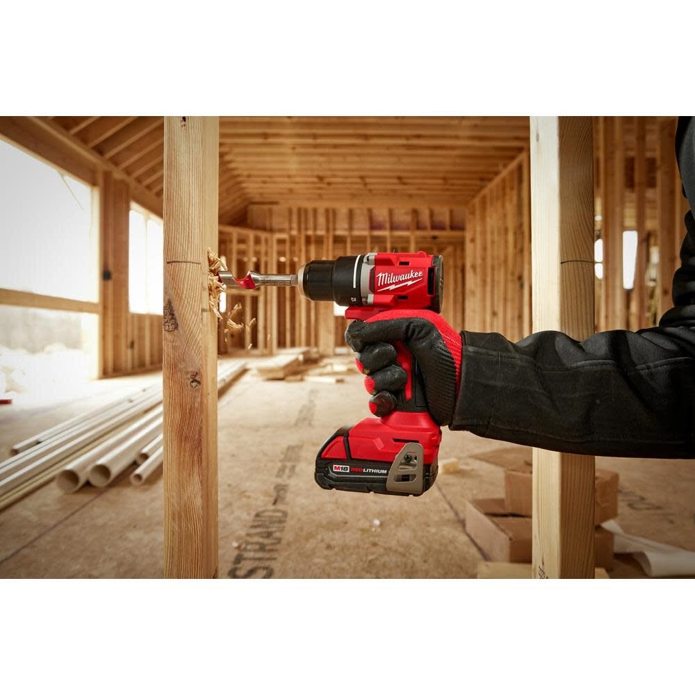 Open Box -  Milwaukee M18 18V Lithium-Ion Brushless Cordless 1/2 in. Compact Drill/Driver Kit with Two 2.0 Ah Batteries, Charger and Case MilwaukeeBullseye Deals