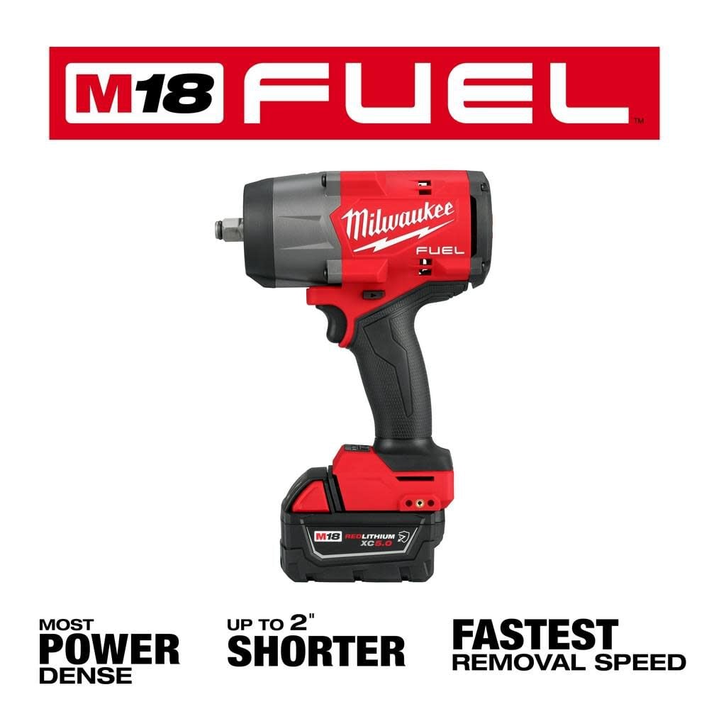 Open Box -  Milwaukee M18 FUEL 18V Lithium-Ion Brushless Cordless 1/2 in. Impact Wrench w/Friction Ring Kit w/One 5.0 Ah Battery and Bag MilwaukeeBullseye Deals